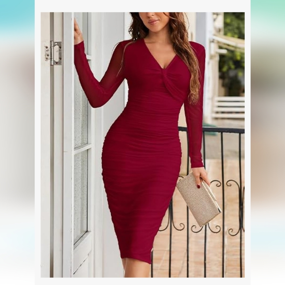 Red midi dress